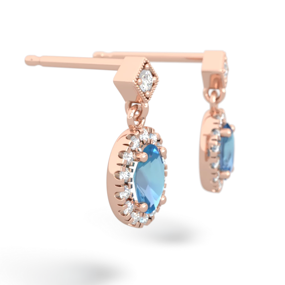 Blue Topaz Antique-Style Halo 14K Rose Gold earrings E5720