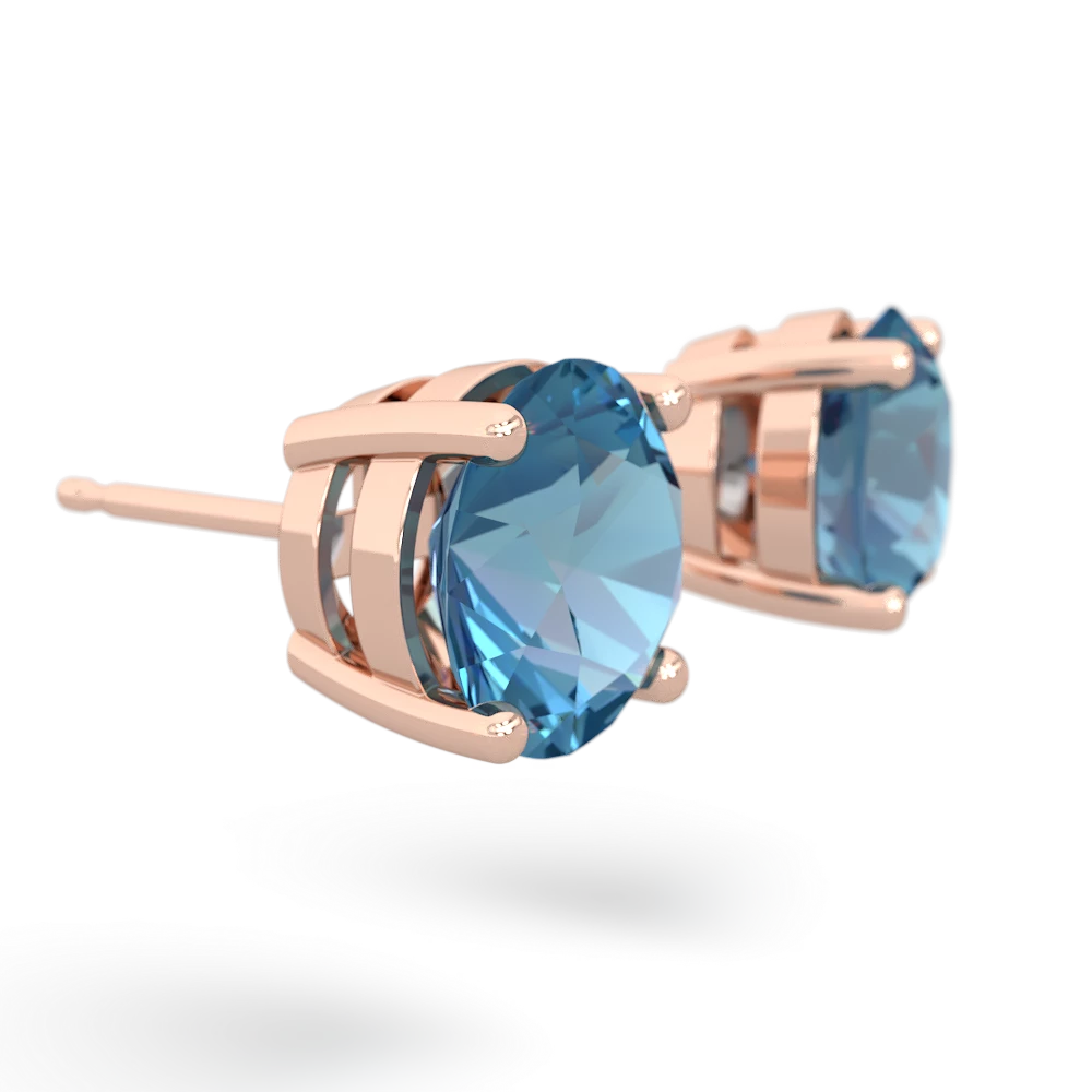 Blue Topaz 8Mm Round Stud 14K Rose Gold earrings E1788