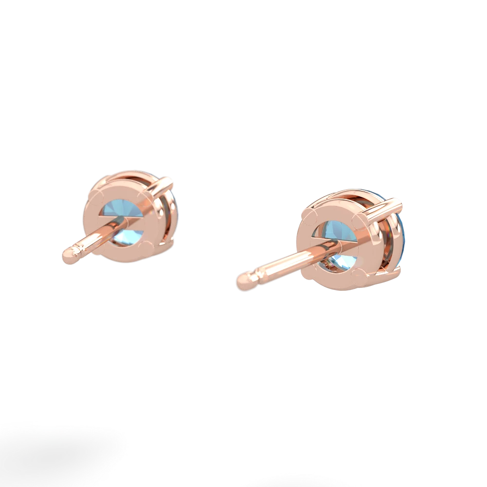 Blue Topaz 5Mm Round Stud 14K Rose Gold earrings E1785