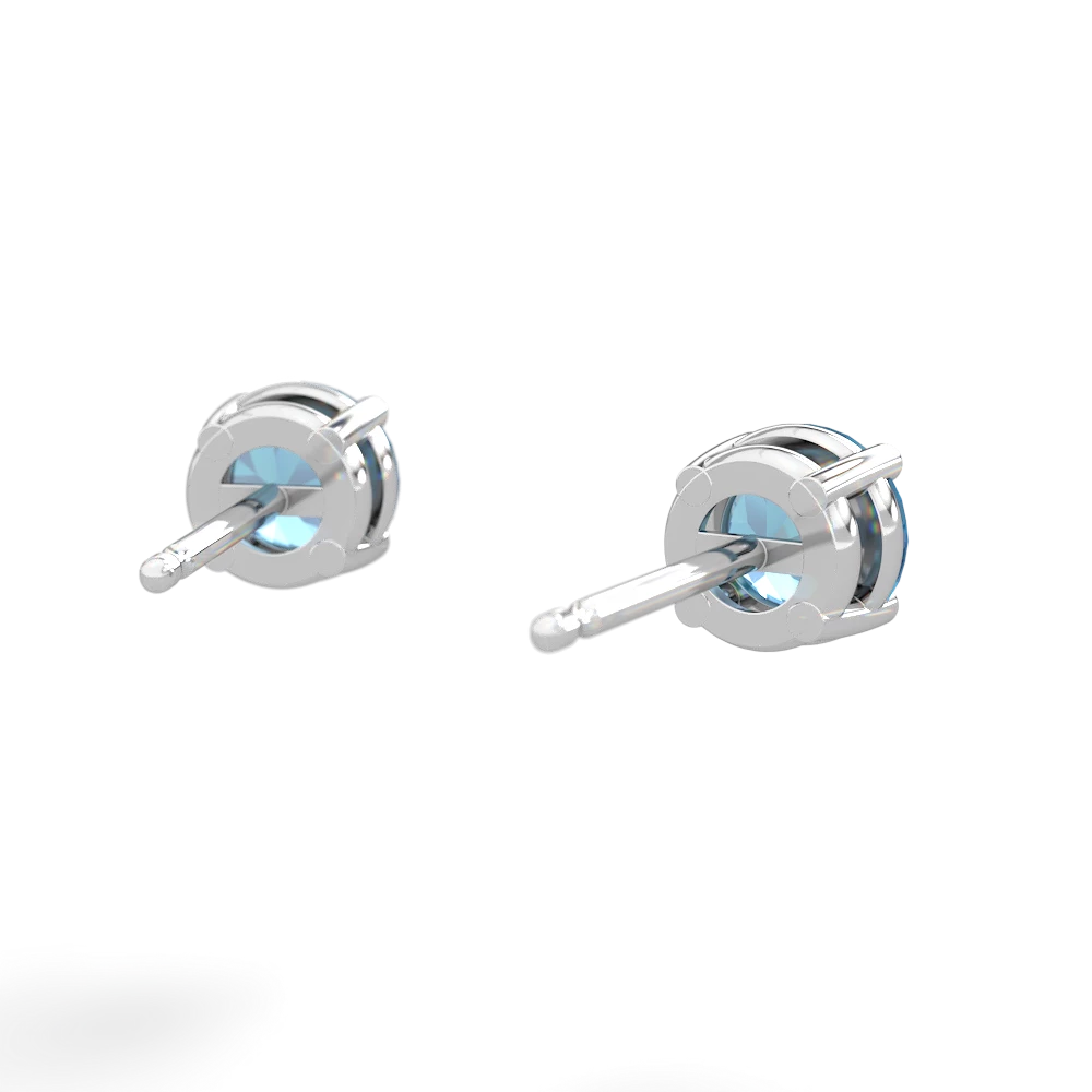 Blue Topaz 5Mm Round Stud 14K White Gold earrings E1785