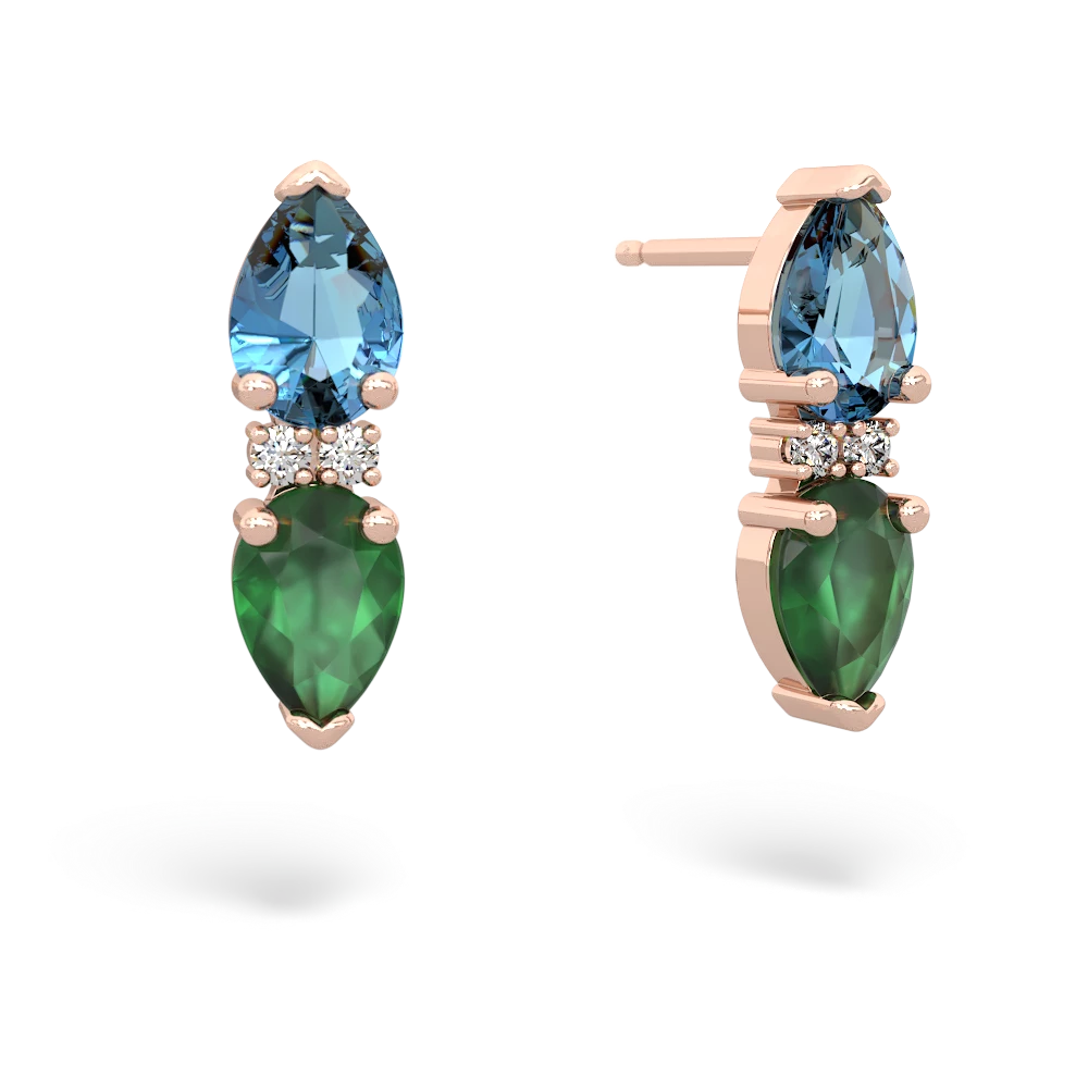 Blue Topaz Bowtie Drop 14K Rose Gold earrings E0865