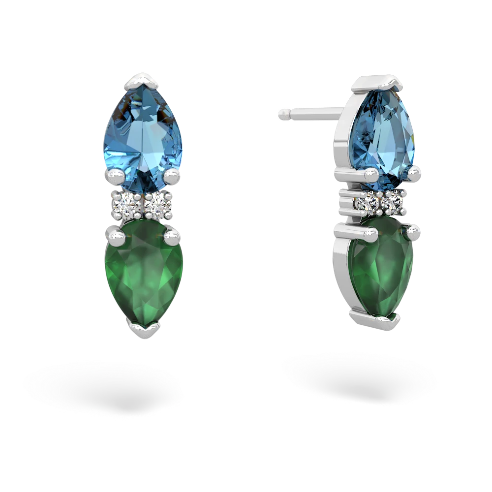 Blue Topaz Bowtie Drop 14K White Gold earrings E0865