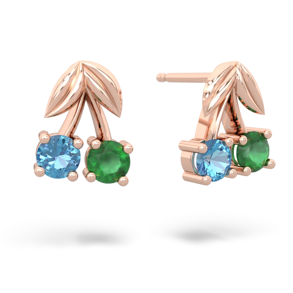 Blue Topaz Sweet Cherries 14K Rose Gold earrings E7001