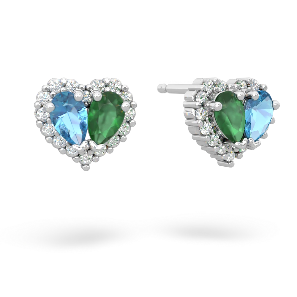 Blue Topaz Halo 14K White Gold earrings E7008