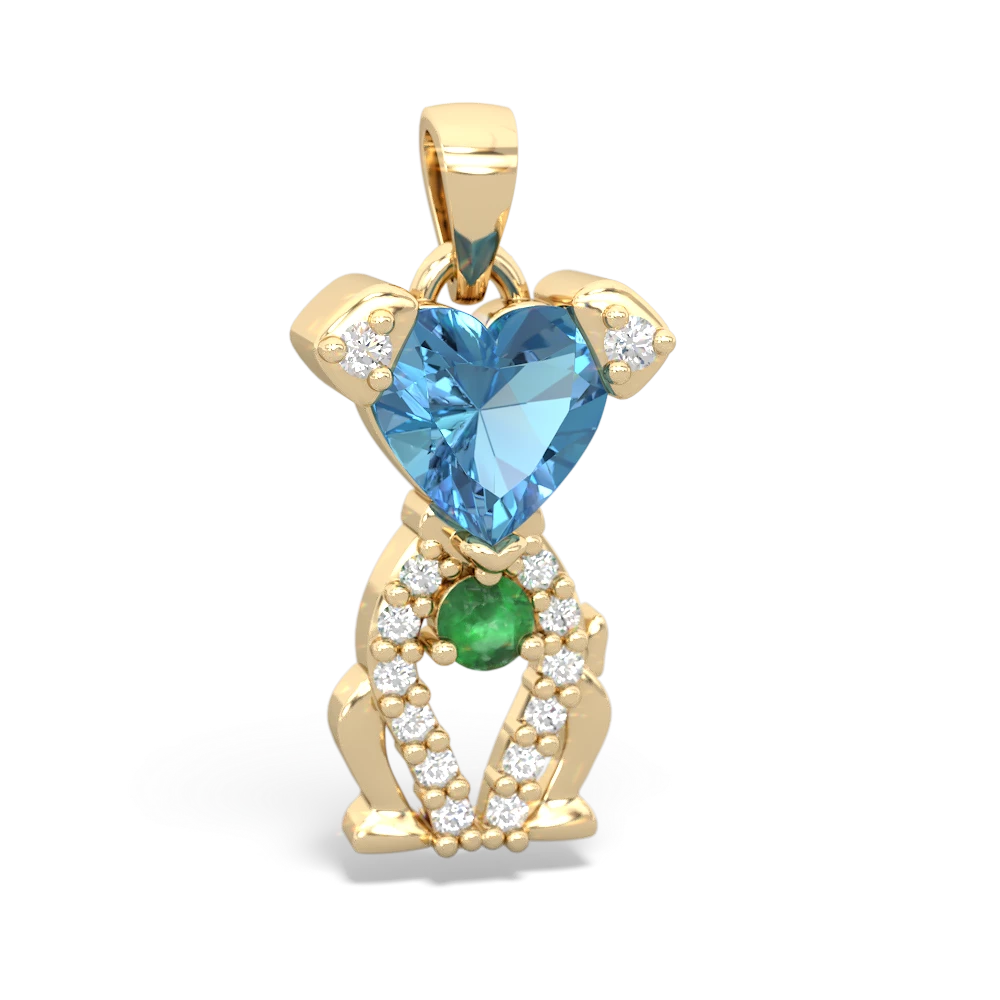 Blue Topaz Puppy Love 14K Yellow Gold pendant P5800