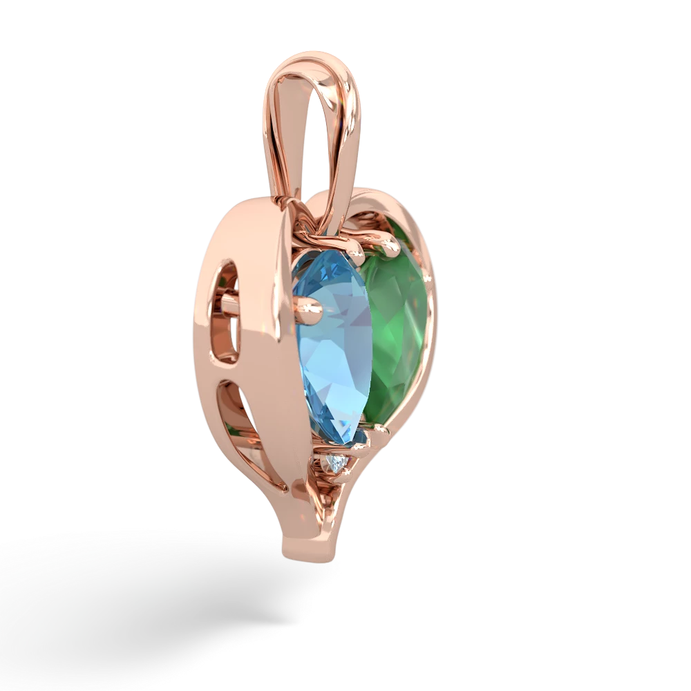 Blue Topaz Two Become One 14K Rose Gold pendant P5330