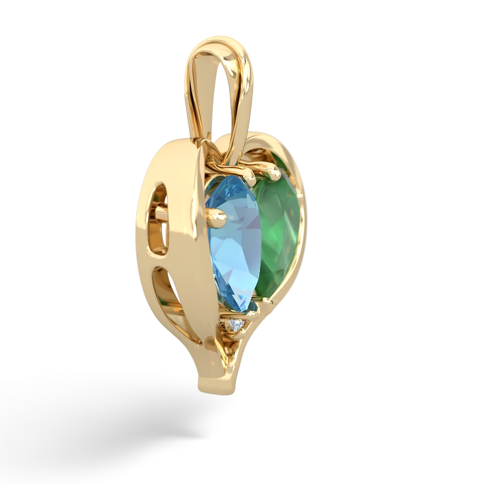 Blue Topaz Two Become One 14K Yellow Gold pendant P5330