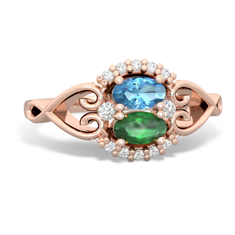 Blue Topaz Love Nest 14K Rose Gold ring R5860