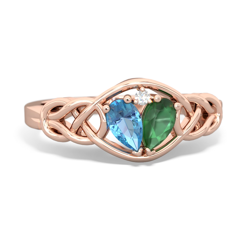 Blue Topaz Celtic Love Knot 14K Rose Gold ring R5420