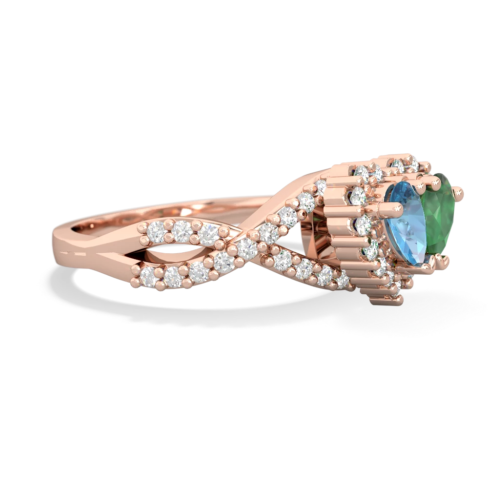 Blue Topaz Diamond Twist 'One Heart' 14K Rose Gold ring R2640HRT