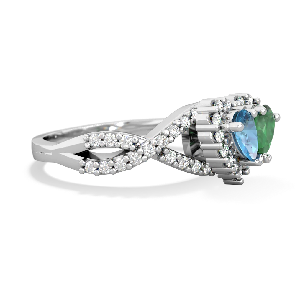 Blue Topaz Diamond Twist 'One Heart' 14K White Gold ring R2640HRT