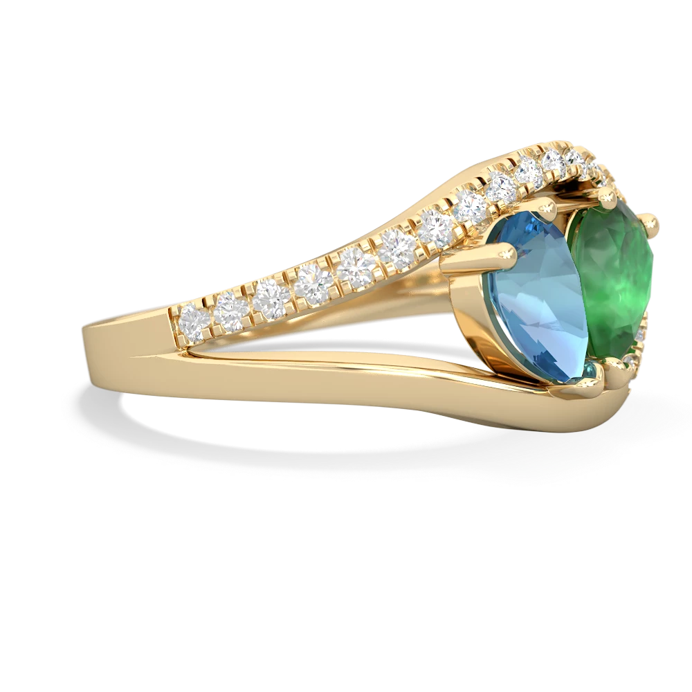 Blue Topaz Nestled Heart Keepsake 14K Yellow Gold ring R5650