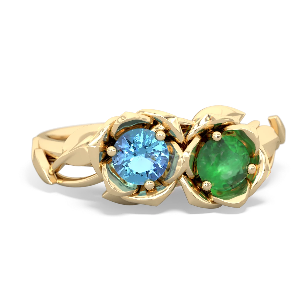 Blue Topaz Rose Garden 14K Yellow Gold ring R5510