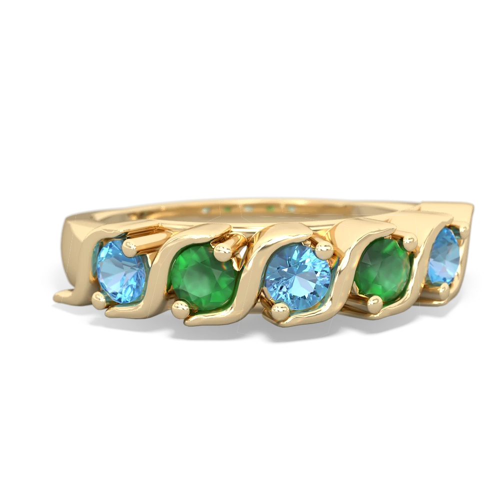 Blue Topaz Anniversary Band 14K Yellow Gold ring R2089