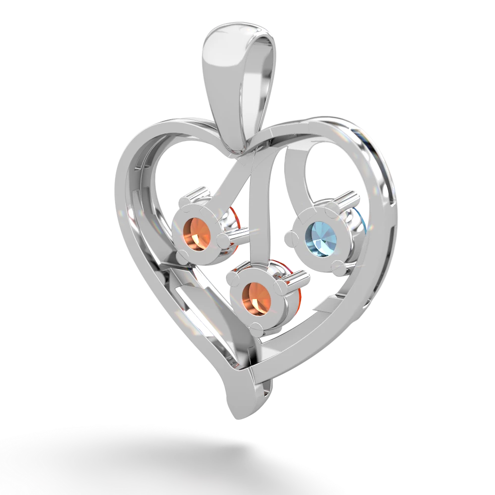 Blue Topaz Glowing Heart 14K White Gold pendant P2233