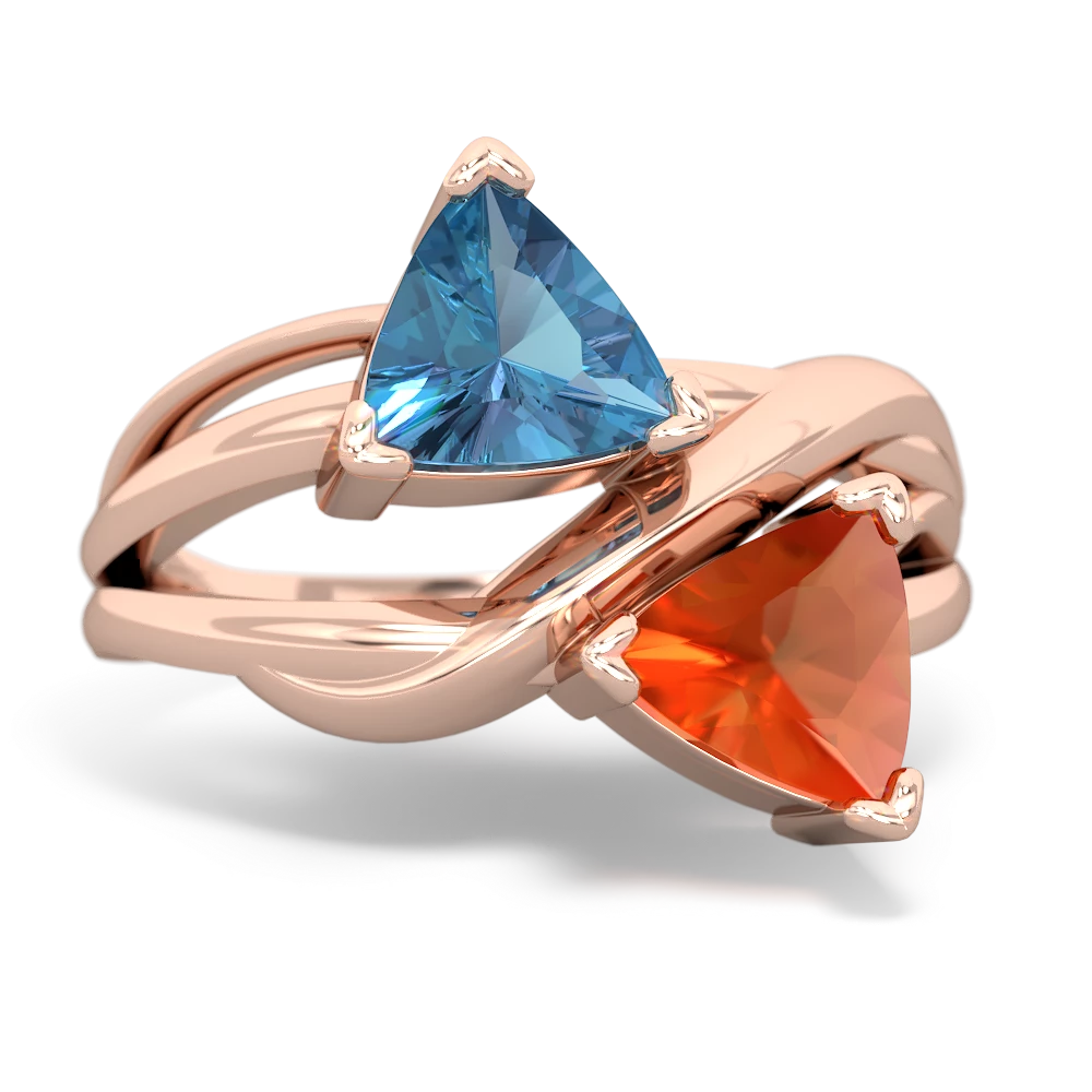 Blue Topaz Split Band Swirl 14K Rose Gold ring R2341