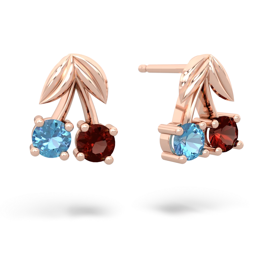 Blue Topaz Sweet Cherries 14K Rose Gold earrings E7001