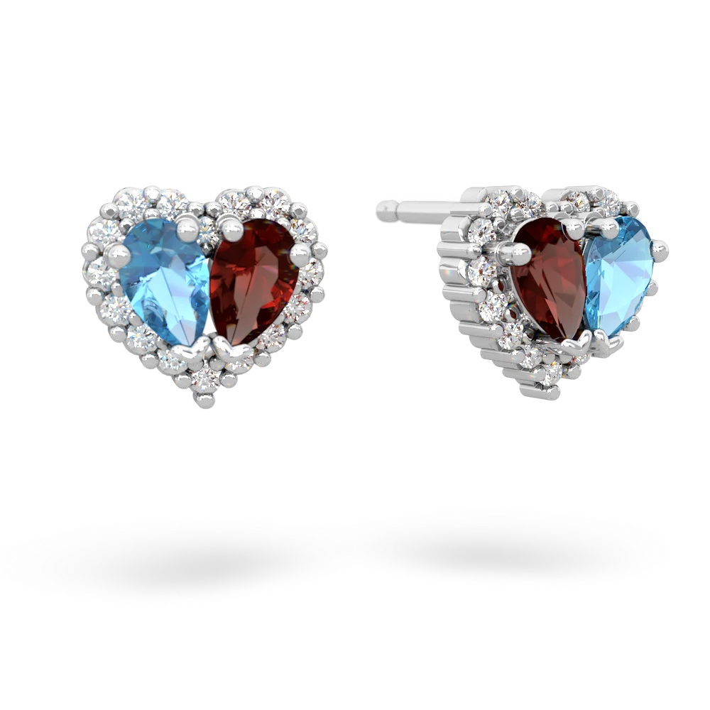 Blue Topaz Halo 14K White Gold earrings E7008