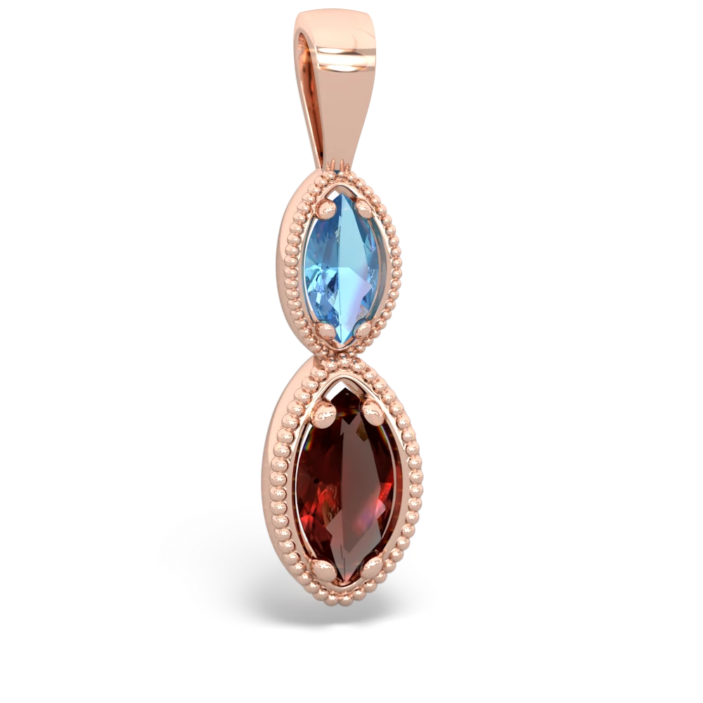 Blue Topaz Antique-Style Halo 14K Rose Gold pendant P5700