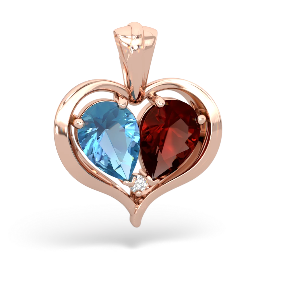 Blue Topaz Two Become One 14K Rose Gold pendant P5330