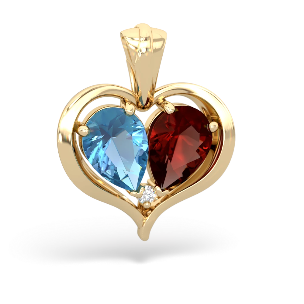 Blue Topaz Two Become One 14K Yellow Gold pendant P5330