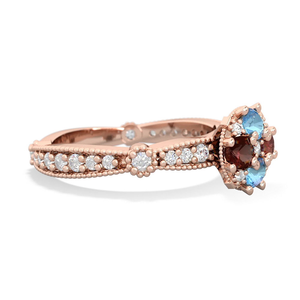 Blue Topaz Sparkling Tiara Cluster 14K Rose Gold ring R26293RD