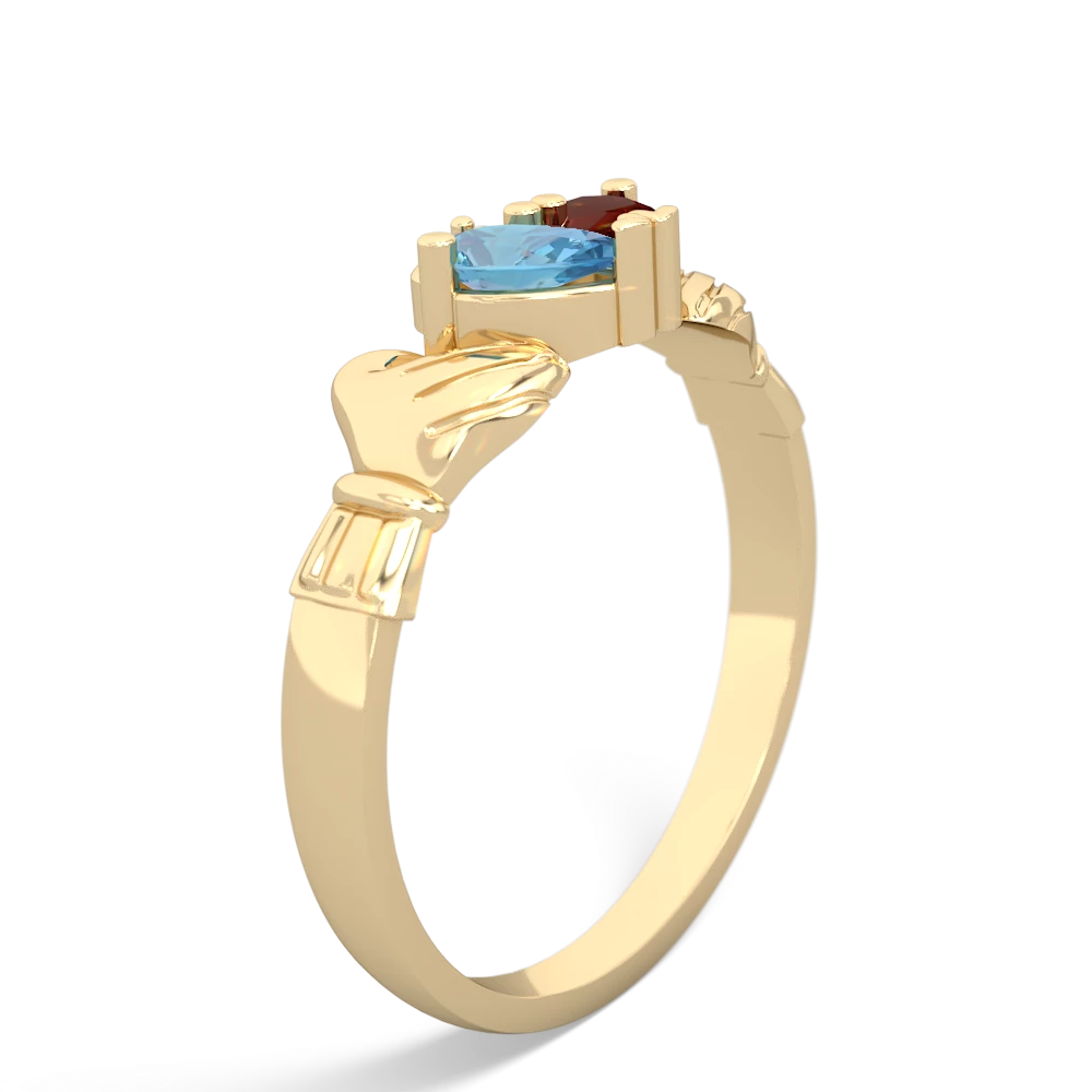 Blue Topaz 'Our Heart' Claddagh 14K Yellow Gold ring R2388