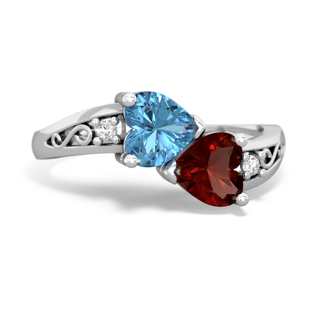 Garnet and blue topaz outlet ring