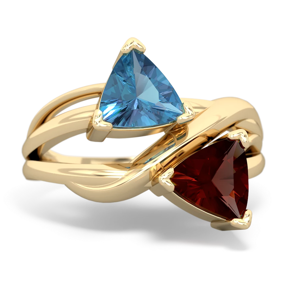 Blue Topaz Split Band Swirl 14K Yellow Gold ring R2341