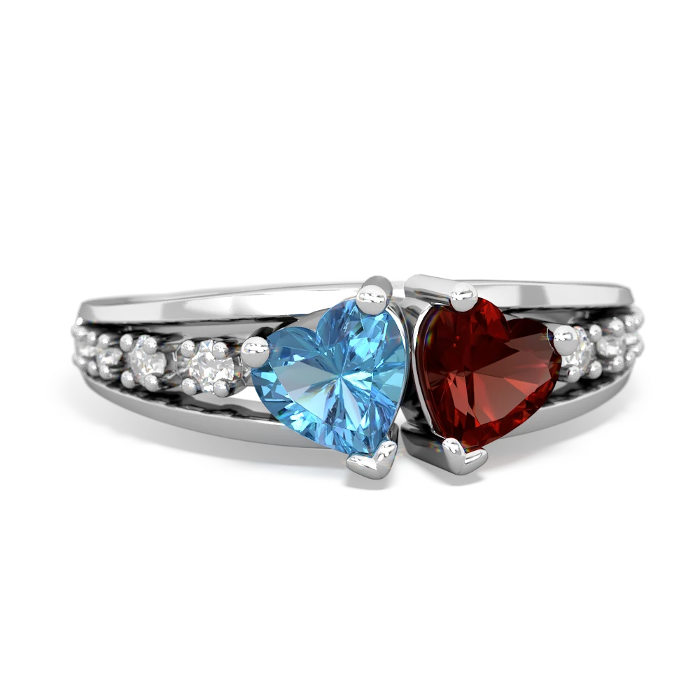 Blue Topaz Heart To Heart 14K White Gold ring R3342