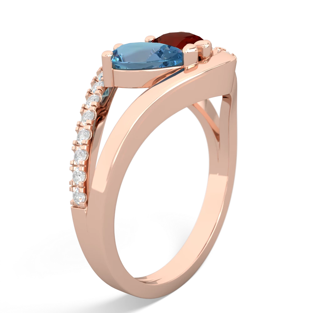 Blue Topaz Nestled Heart Keepsake 14K Rose Gold ring R5650