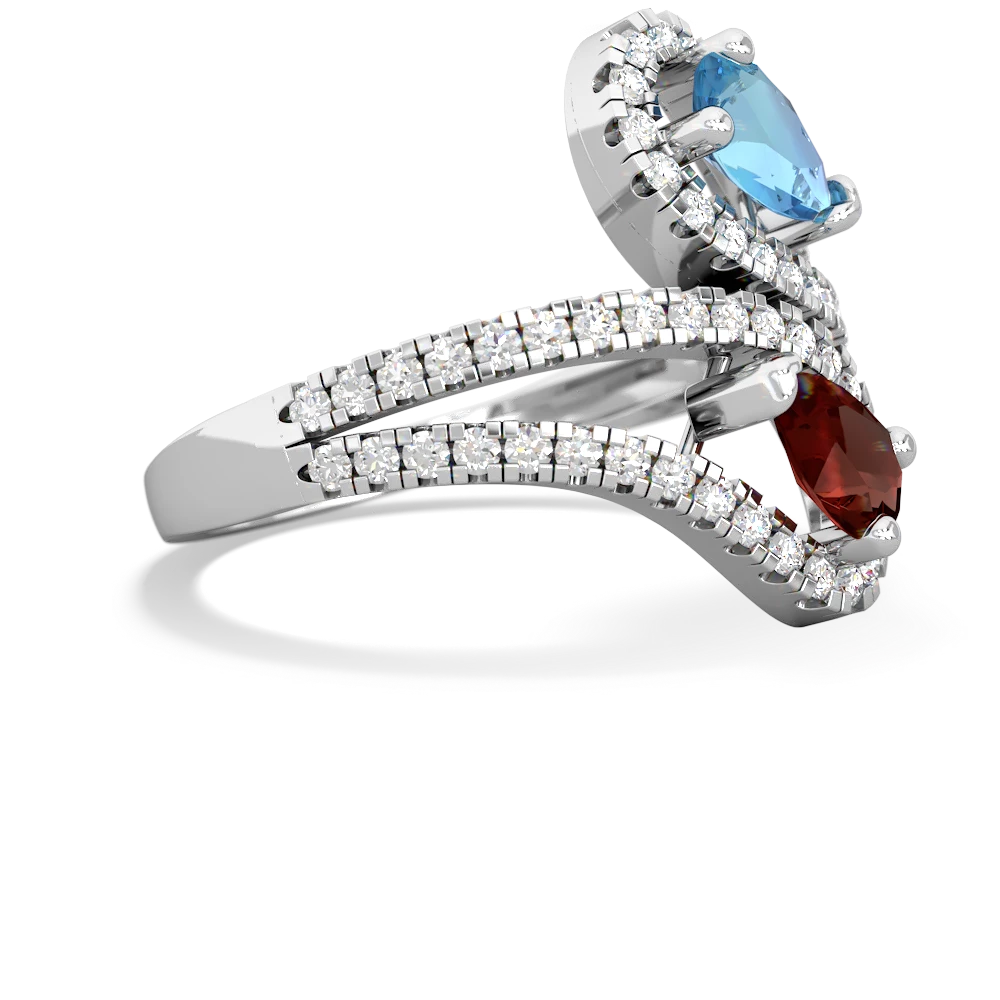 Blue Topaz Diamond Dazzler 14K White Gold ring R3000