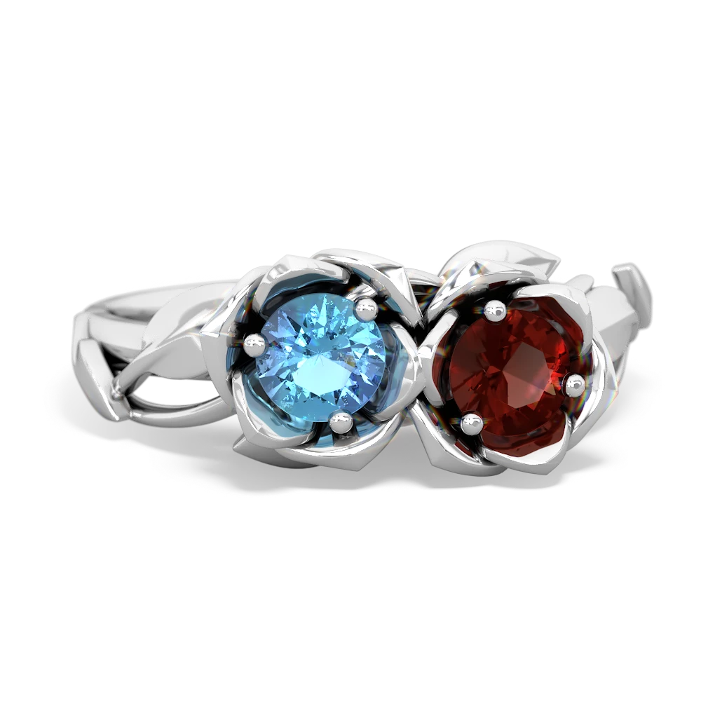 Blue Topaz Rose Garden 14K White Gold ring R5510