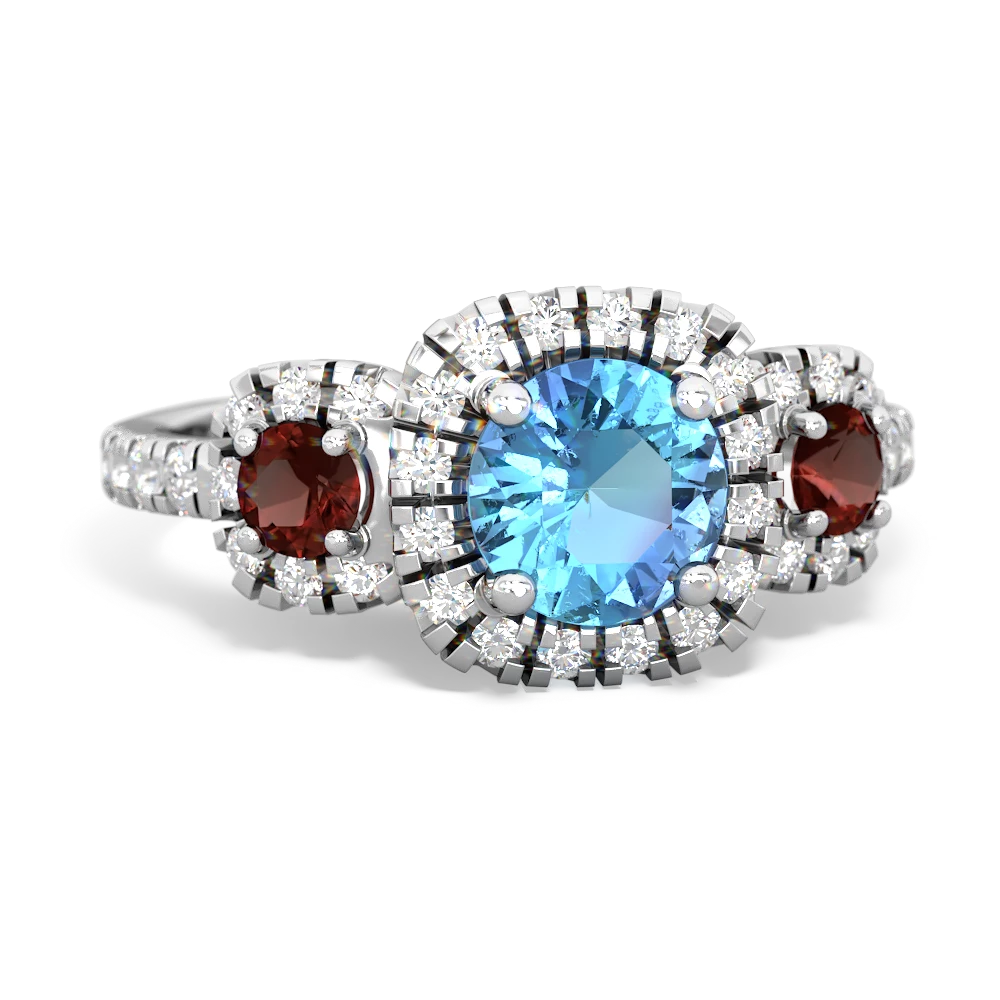 Blue Topaz Regal Halo 14K White Gold ring R5350