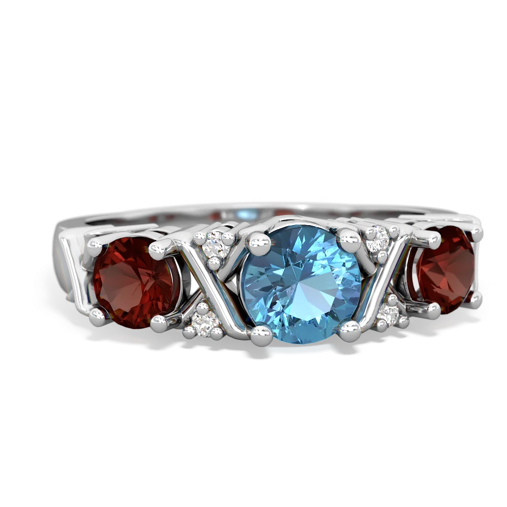 Blue Topaz Hugs And Kisses 14K White Gold ring R5016