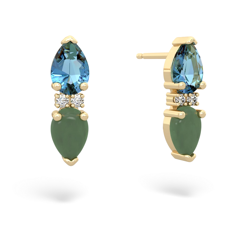 Blue Topaz Bowtie Drop 14K Yellow Gold earrings E0865