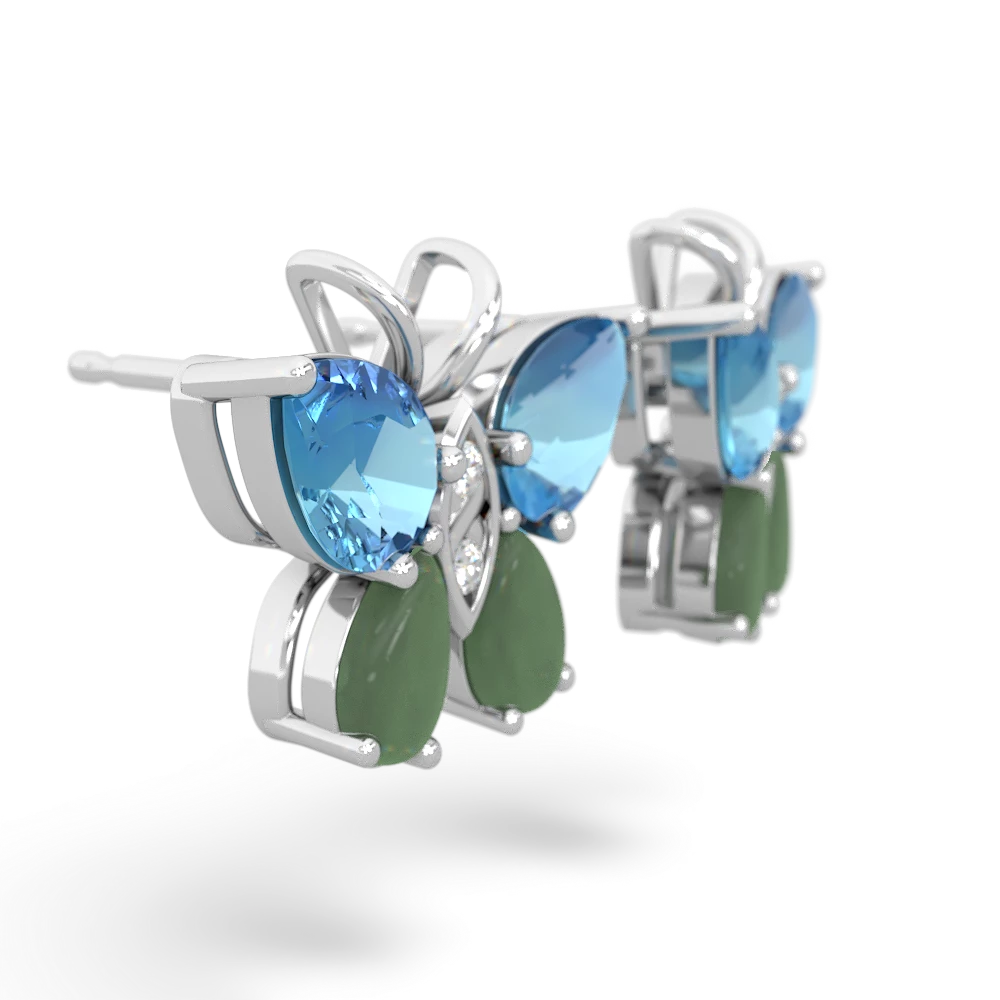 Blue Topaz Butterfly 14K White Gold earrings E2215