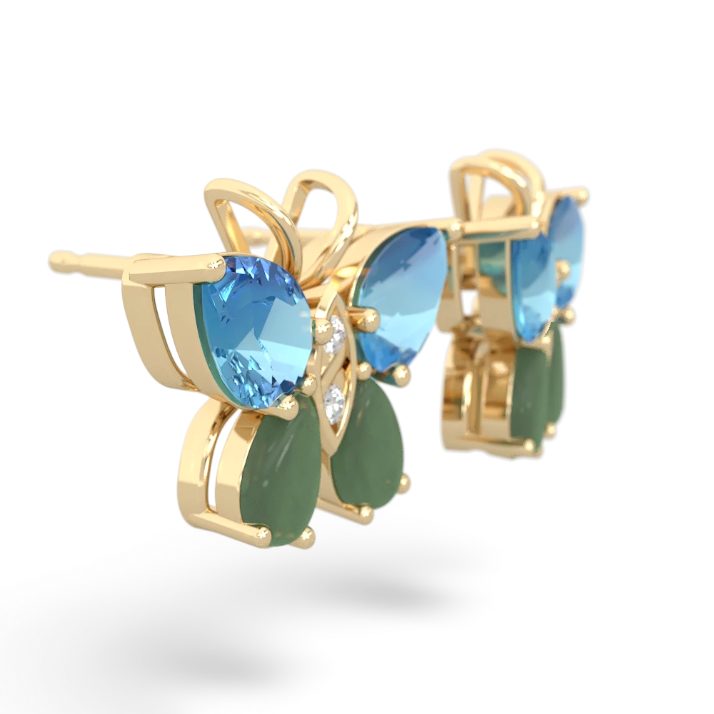 Blue Topaz Butterfly 14K Yellow Gold earrings E2215