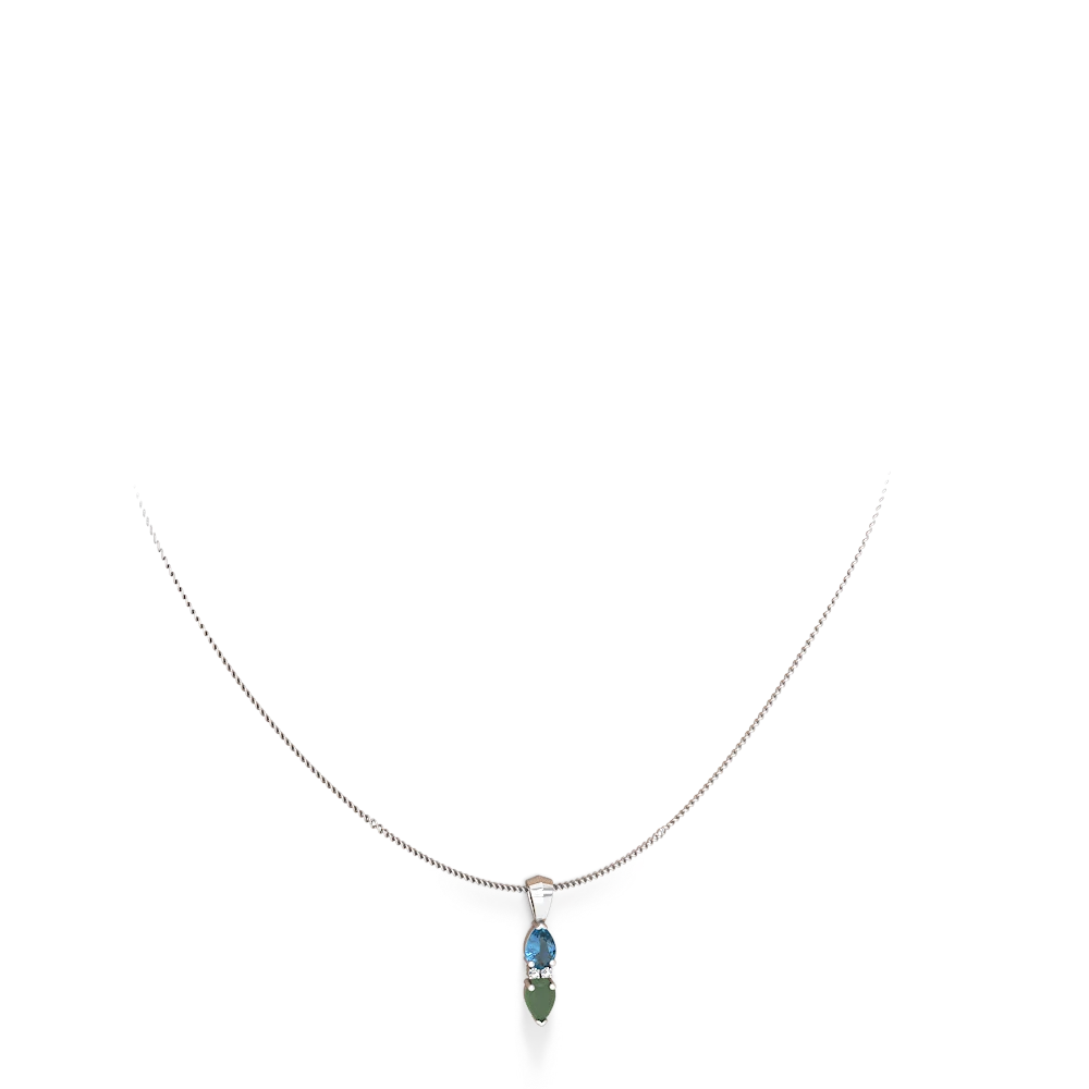 Blue Topaz Bowtie Drop 14K White Gold pendant P0865