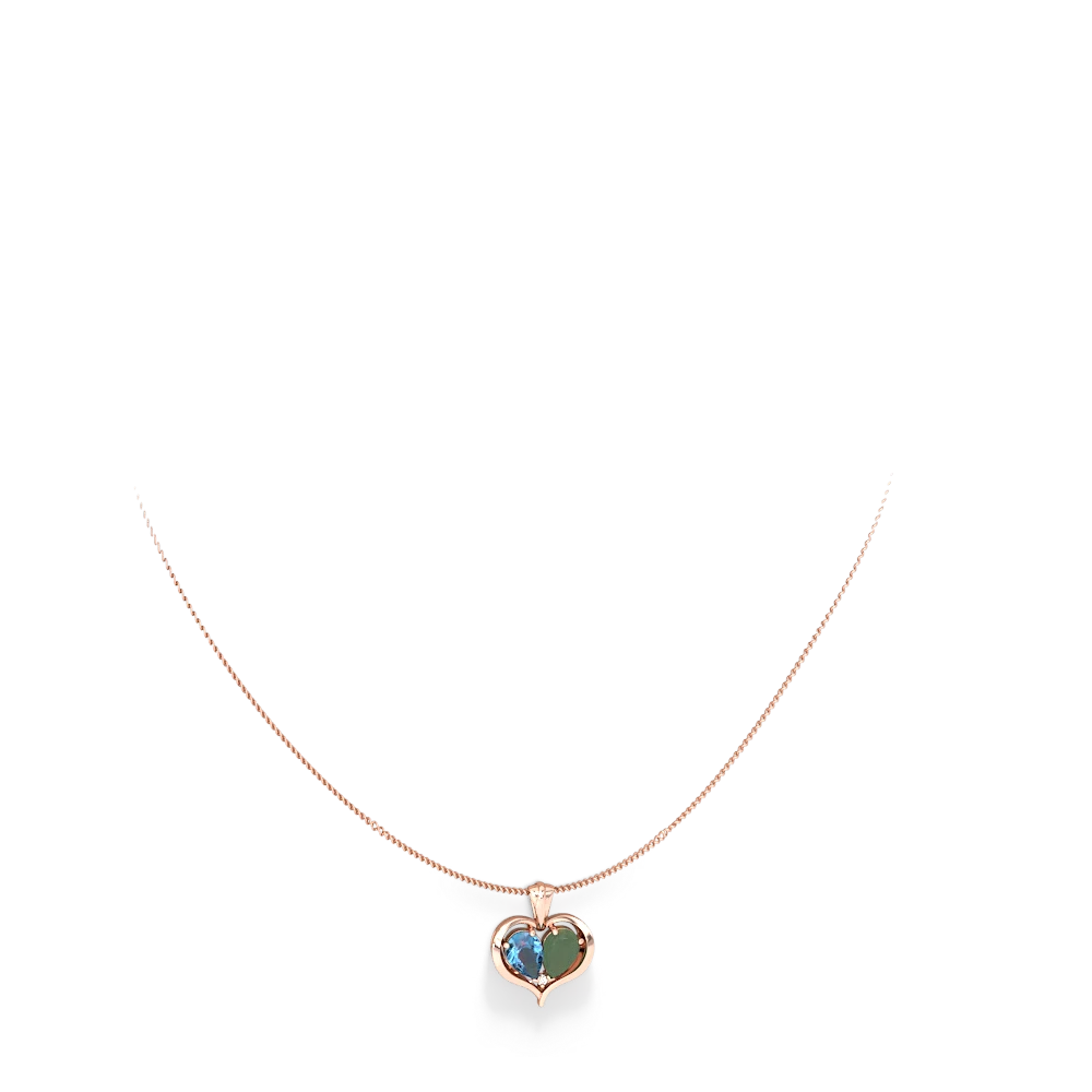 Blue Topaz Two Become One 14K Rose Gold pendant P5330