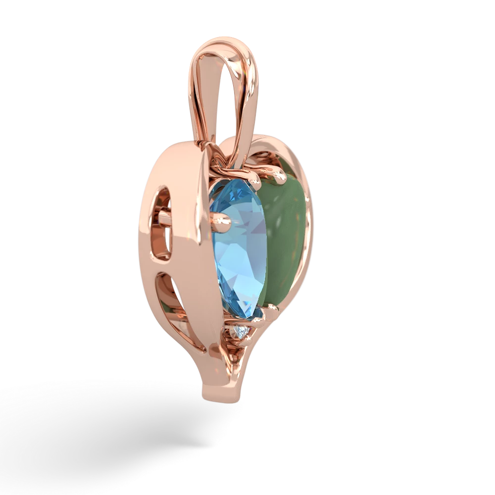 Blue Topaz Two Become One 14K Rose Gold pendant P5330