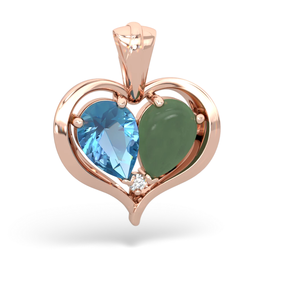 Blue Topaz Two Become One 14K Rose Gold pendant P5330