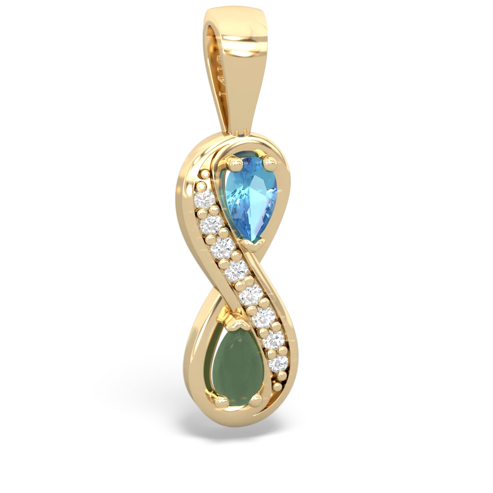 Blue Topaz Diamond Infinity 14K Yellow Gold pendant P5390