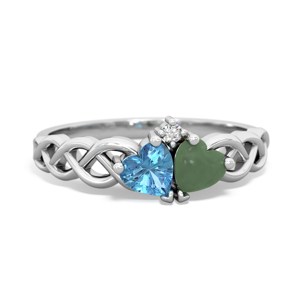 Blue Topaz Heart To Heart Braid 14K White Gold ring R5870