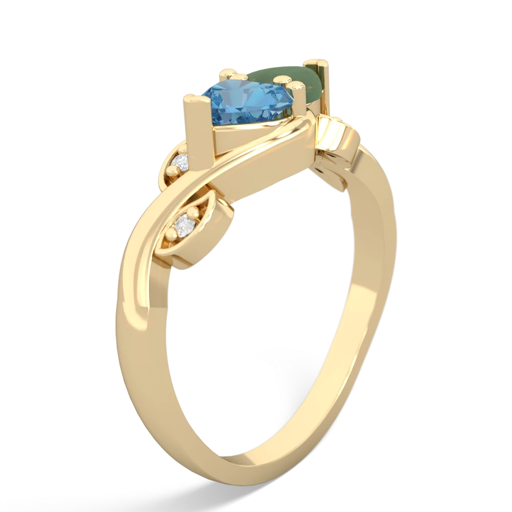 Blue Topaz Floral Elegance 14K Yellow Gold ring R5790