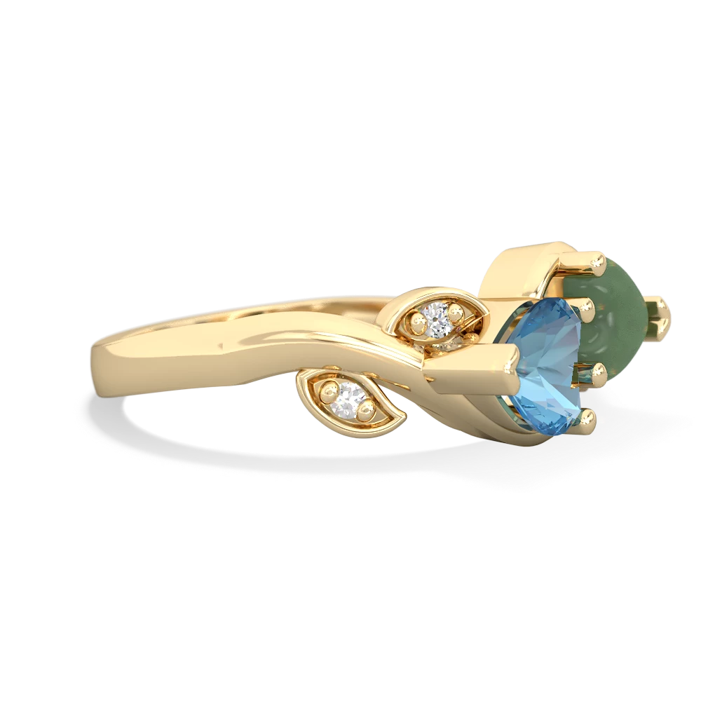 Blue Topaz Floral Elegance 14K Yellow Gold ring R5790