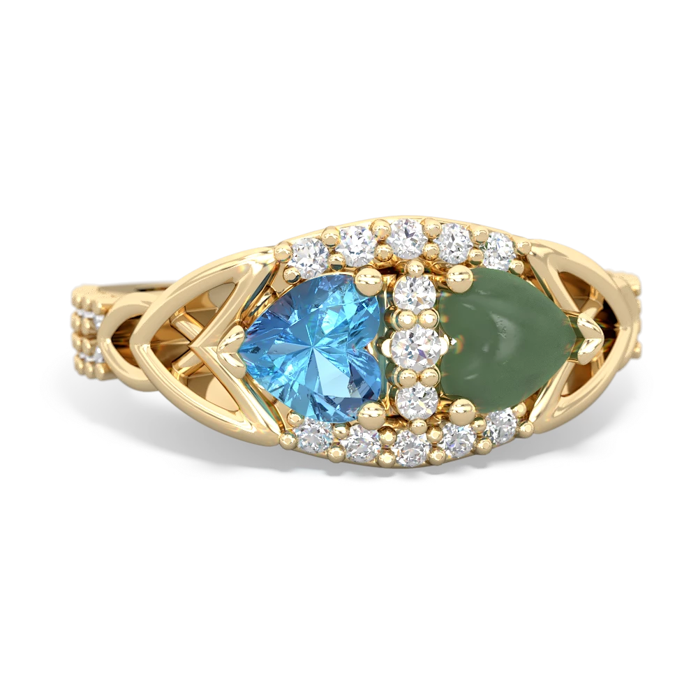 Blue Topaz Sparkling Celtic Knot 14K Yellow Gold ring R2645