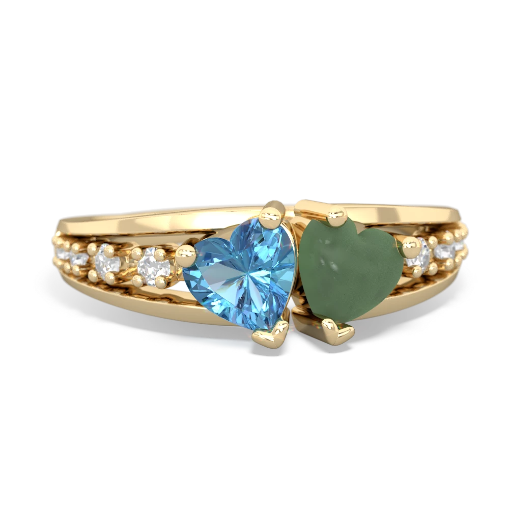 Blue Topaz Heart To Heart 14K Yellow Gold ring R3342