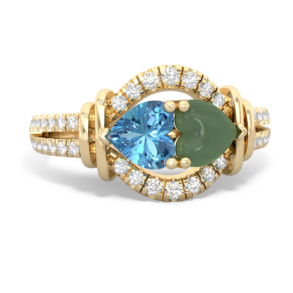 Blue Topaz Art-Deco Keepsake 14K Yellow Gold ring R5630