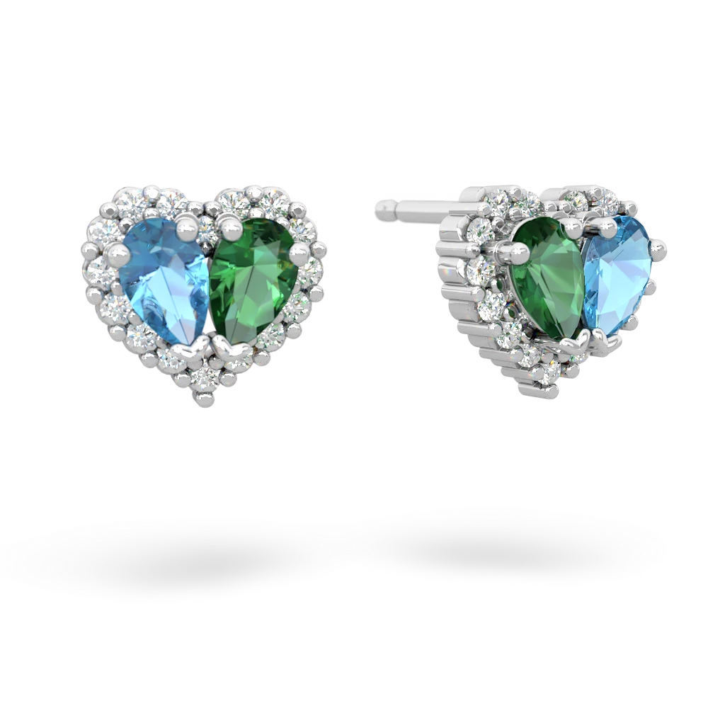 Blue Topaz Halo 14K White Gold earrings E7008